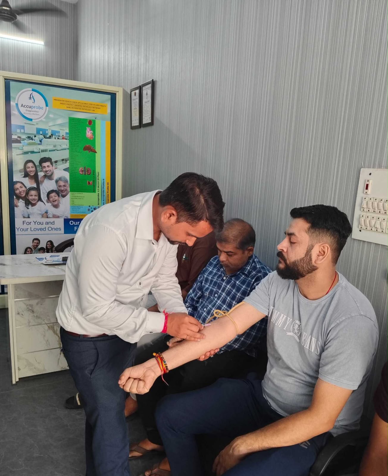 Blood collection activity at a clinical facility